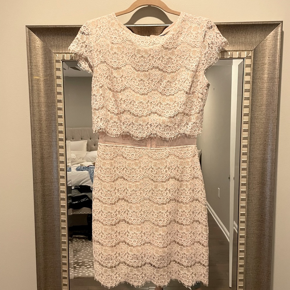 Lace dress with sheer panel